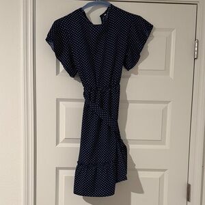 Amazon Navy Polka Dot Midi Dress